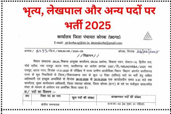 Zila Panchayat Korba Bharti 2025